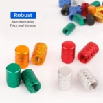 10-4pcs-Bicycle-AV-Nozzle-Valve-Round-Knurled-Cap-W-Seal-Ring-Anodized-Schrader-Valve-Dust