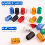 10-4pcs-Bicycle-AV-Nozzle-Valve-Round-Knurled-Cap-W-Seal-Ring-Anodized-Schrader-Valve-Dust