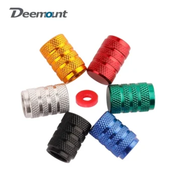 10/4pcs Bicycle AV Nozzle Valve Round Knurled Cap W/ Seal Ring Anodized Schrader Valve Dust Cover Motorcycle Car E-Bike Parts