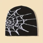 2023 New Goth Spider Web Jacquard Beanie Caps Y2K Knitted Warm Hip Hop Unisex Elastic Knit Hat Skull Cap For Women Men