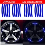 20PCS Car Wheel Hub Reflective Stripes Sticker Driving Safety Tire Decor Warning Sticker Warning Reflective Tape Car Accessories