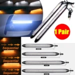 2PCS Car LED Daytime Running Lights Car Headlight Waterproof Sequential Flow Yellow Turn Signal White or RGB External Day Light
