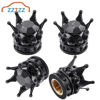 4 Pcs Crown Tire Valve Stem Caps Bling Crystal Rhinestone Universal Chrome Crown Vehicle Car Tire Caps Covers Autos Accesorios
