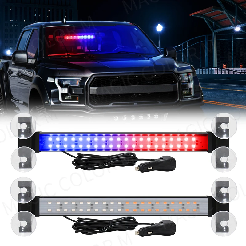 40-LED-Strobe-Light-Emergency-Flash-Warning-Lamp-Auto-Windshield-Bar-Traffic-Advisor-Flashlight-Red-Blue