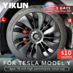 4PCS Hub Cap Performance Replacement Wheel Cap 19 Inch Automobile Hubcap Full Rim Cover Accessories for Tesla Model Y 2018-2024