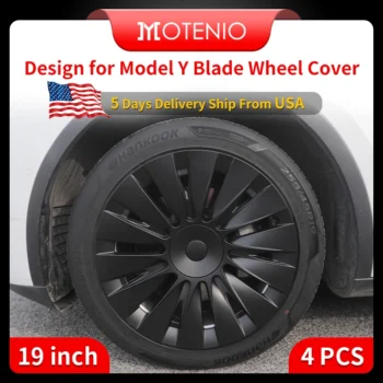 4PCS for TESLA Model Y Vehicle Full Coverage Blade Wheel Cover Cap 19 Inches Hubcaps Automobile Replacement Accessories 2023
