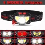 8-Modes-Handfress-Motion-Sensor-Powerful-LED-Headlight-headlamp-Head-Lamp-COB-Flashlight-Torch-head-light