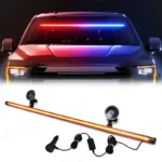 96 LED 3030 Beads Front Windshield Car Strobe Lamp Bar Traffic Signal Emergency Flashing Lamp Auto Roof Top Warning Light 12V-24