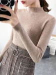 Autumn-Winter-Mock-Neck-Women-Sweater-Vintage-Basic-Solid-Knitted-Tops-Casual-Slim-Pullover-Korean-Sweaters
