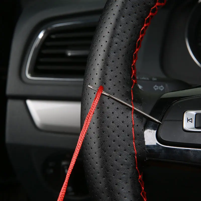 Car-Steering-Wheel-Cover-Needles-And-Braid-Thread-Artificial-Leather-Car-Covers-Suite-3-Color-DIY-4