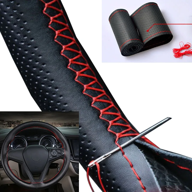 Car-Steering-Wheel-Cover-Needles-And-Braid-Thread-Artificial-Leather-Car-Covers-Suite-3-Color-DIY
