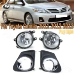 PMFC 1 Pair Black Car Front Bumper Fog Light Fog Lamp Assembly Driving Light Headlight ABS For Toyota Corolla 2011 2012 2013