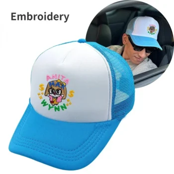 Wholesale Blue Anita Max Wynn Foam Trucker Baseball Cap Fashion Mesh Snapback Cap Boys Girls Cartoon Embroidered Summer Sun Hat
