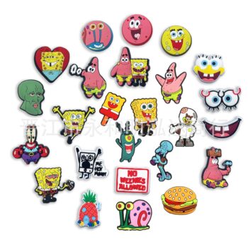 1pcs Cute Sponge Animal Anime Shoe Buckle Crocs Charms Cartoon Character Jibbitz for Crocs Accessories Kids X-mas Birthday Gifts