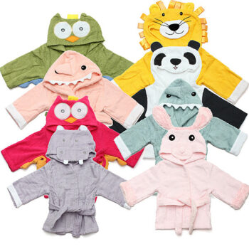 Baby Nighty Pajamas Kids Toddler Animal Cartoon Bathrobe Towel