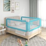[EU Direct] vidaxl 10213 Toddler Safety Bed Rail Blue 180x25 cm Fabric Polyester Children's Bed Barrier Fence Foldable Home Anti-Fall Playpen Fencing Gate Crib Adjustable Kids Rails Protector