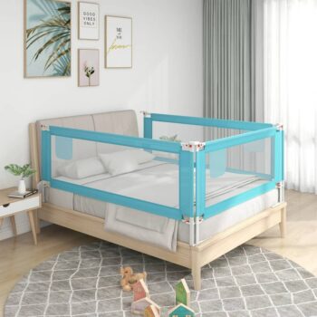 [EU Direct] vidaxl 10213 Toddler Safety Bed Rail Blue 180x25 cm Fabric Polyester Children's Bed Barrier Fence Foldable Home Anti-Fall Playpen Fencing Gate Crib Adjustable Kids Rails Protector